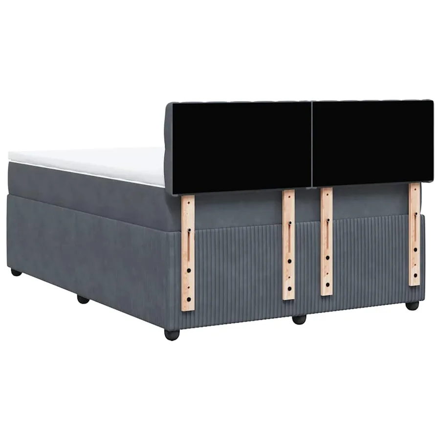 Sommier à lattes de lit et matelas Gris foncé 160x200cm Velours - 10