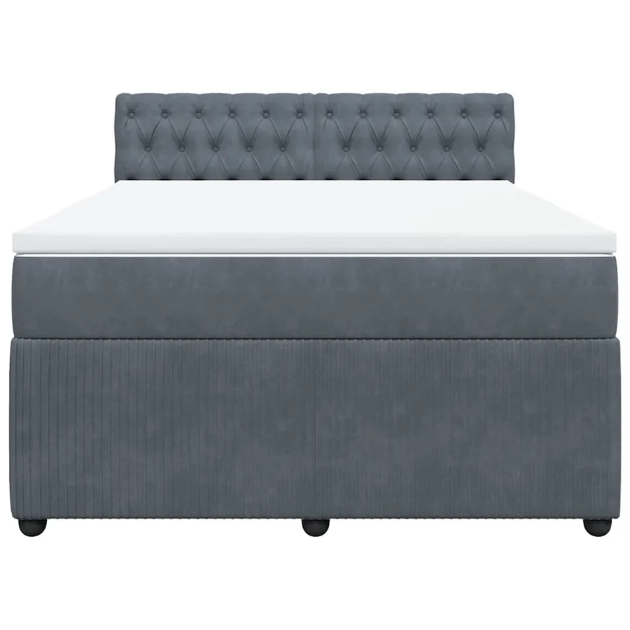Sommier à lattes de lit et matelas Gris foncé 160x200cm Velours - 4