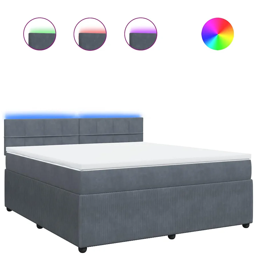 Sommier à lattes de lit et matelas Gris foncé 180x200cm Velours - 2