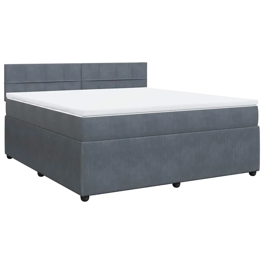 Sommier à lattes de lit et matelas Gris foncé 180x200cm Velours - 3