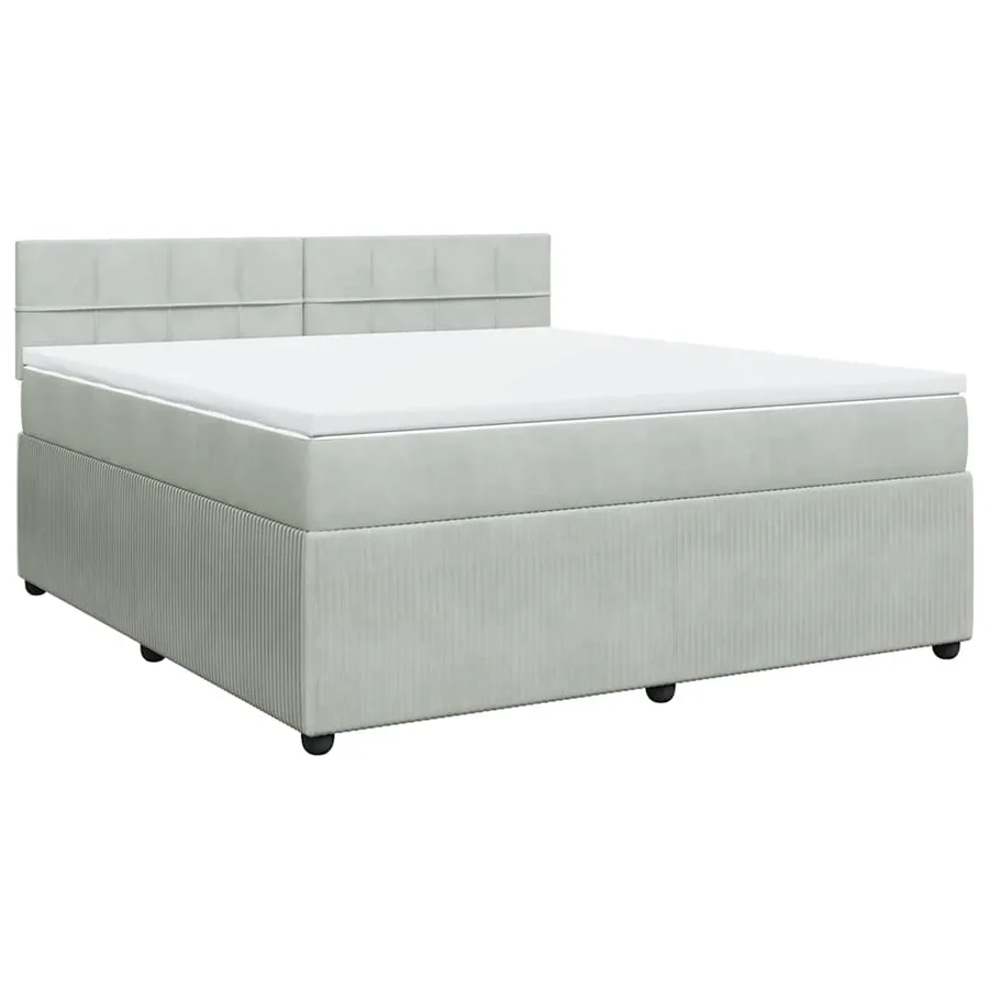 Sommier à lattes de lit et matelas Gris clair 180x200cm Velours - 2