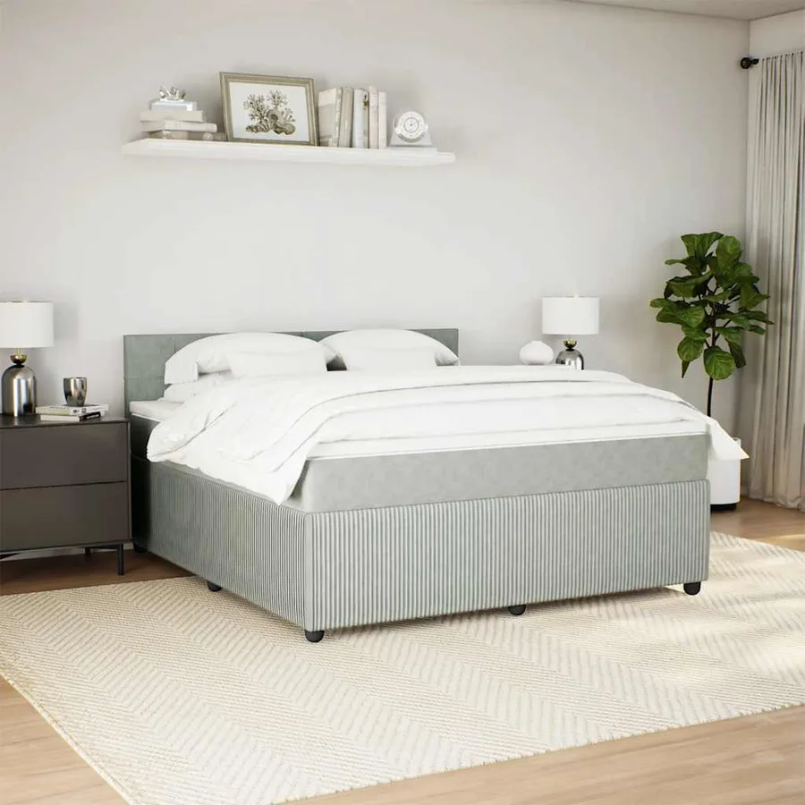 Sommier à lattes de lit et matelas Gris clair 180x200cm Velours - 3