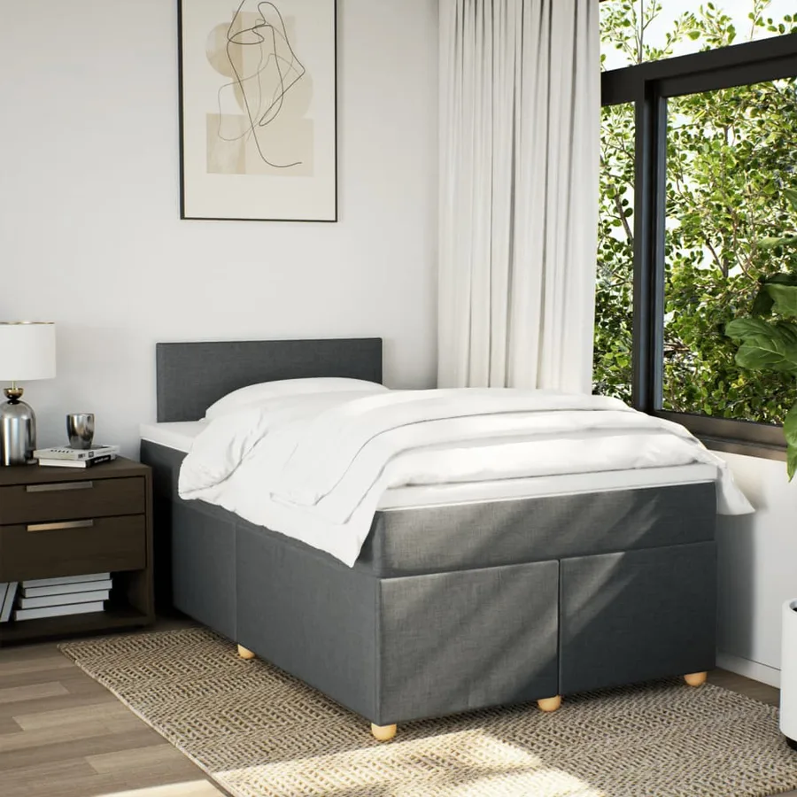 Sommier à lattes de lit avec matelas Gris foncé 120x200cm Tissu - 3