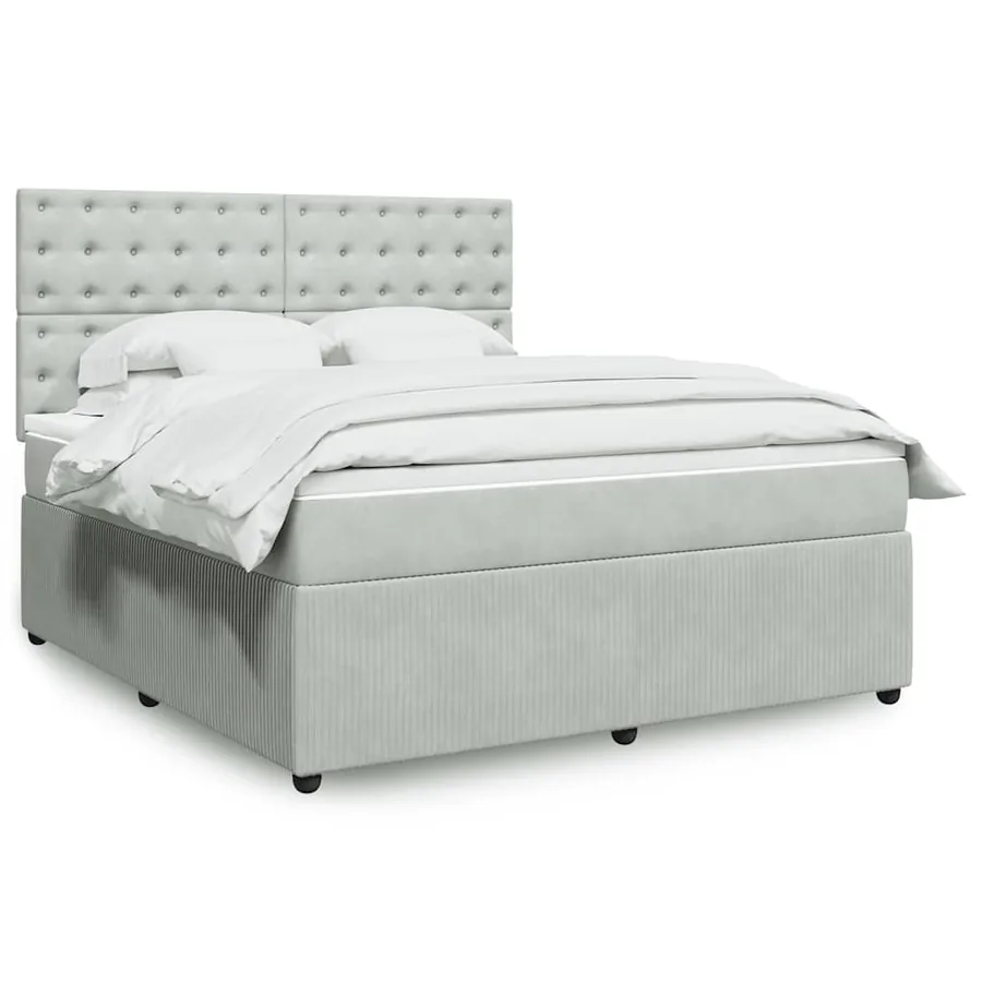 Sommier à lattes de lit et matelas Gris clair 180x200cm Velours