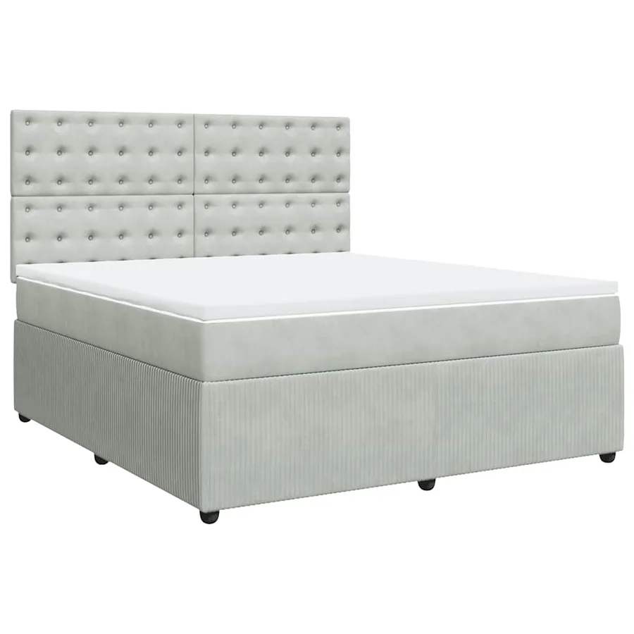 Sommier à lattes de lit et matelas Gris clair 180x200cm Velours - 2
