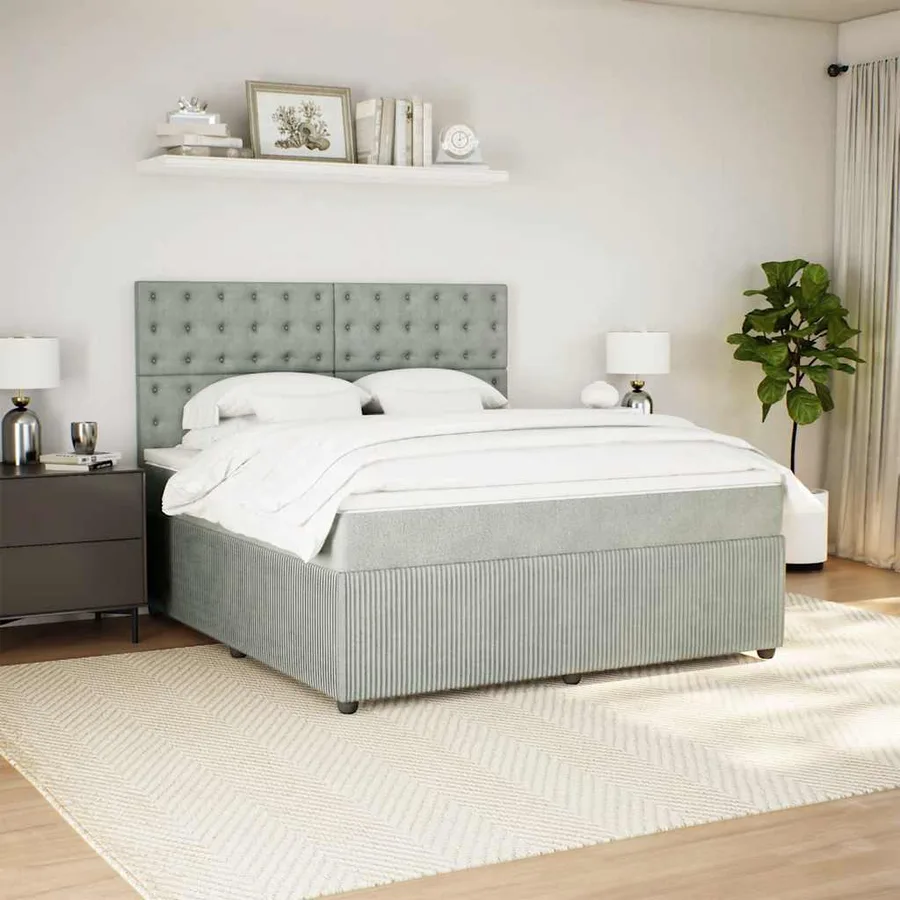 Sommier à lattes de lit et matelas Gris clair 180x200cm Velours - 3