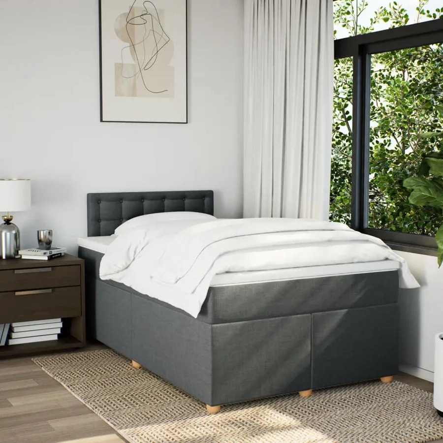 Sommier à lattes de lit avec matelas Gris foncé 120x200cm Tissu - 3