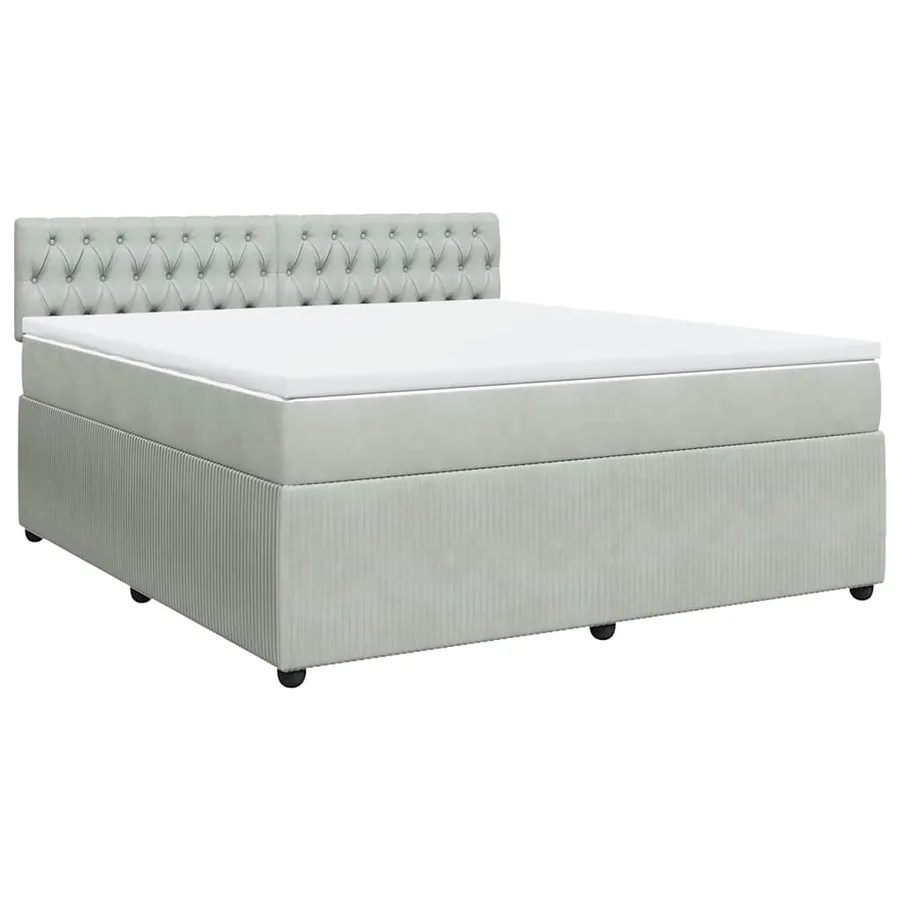 Sommier à lattes de lit et matelas Gris clair 180x200cm Velours - 2