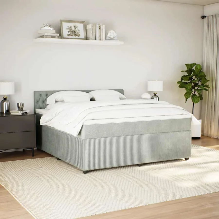 Sommier à lattes de lit et matelas Gris clair 180x200cm Velours - 3