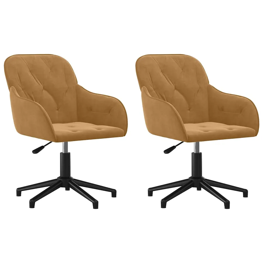 Chaises pivotantes à manger lot de 2 Marron Velours - 2