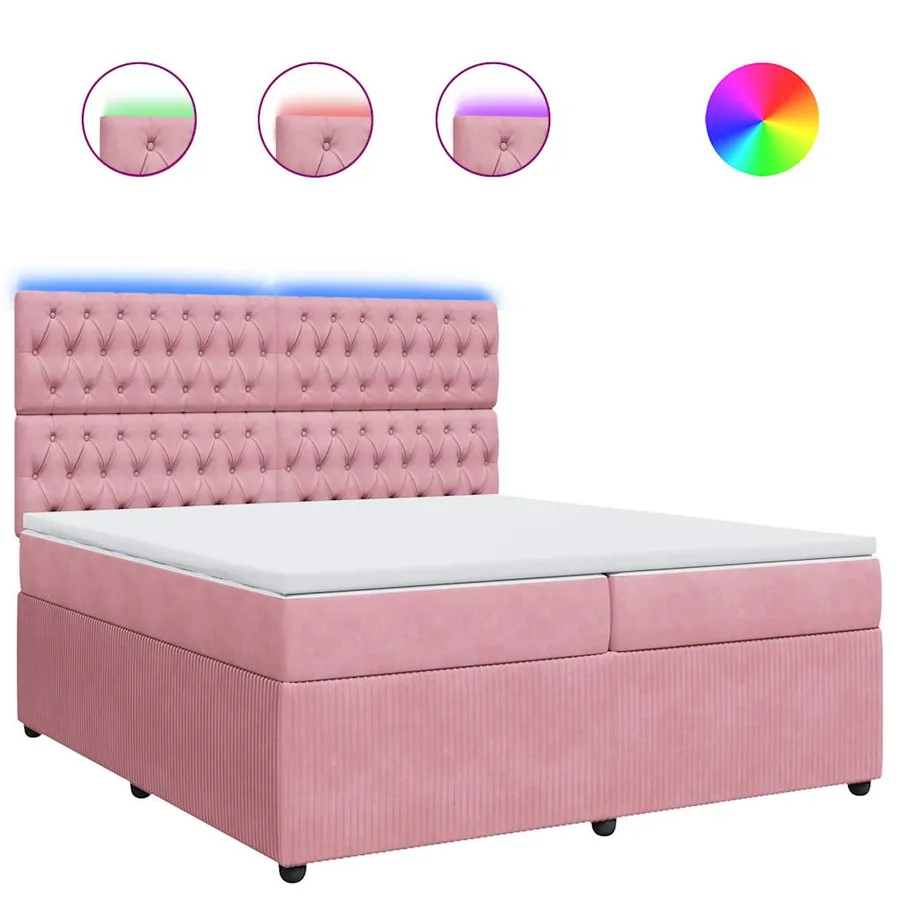 Sommier à lattes de lit avec matelas Rose 200x200 cm Velours - 2