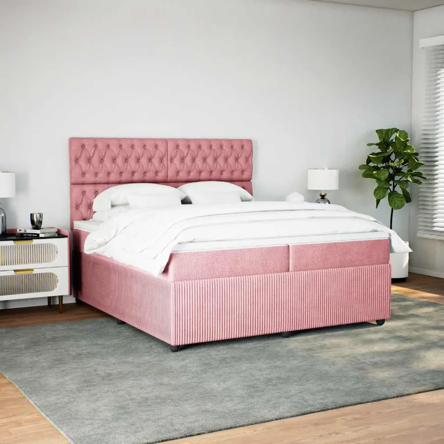 Sommier à lattes de lit avec matelas Rose 200x200 cm Velours - 5