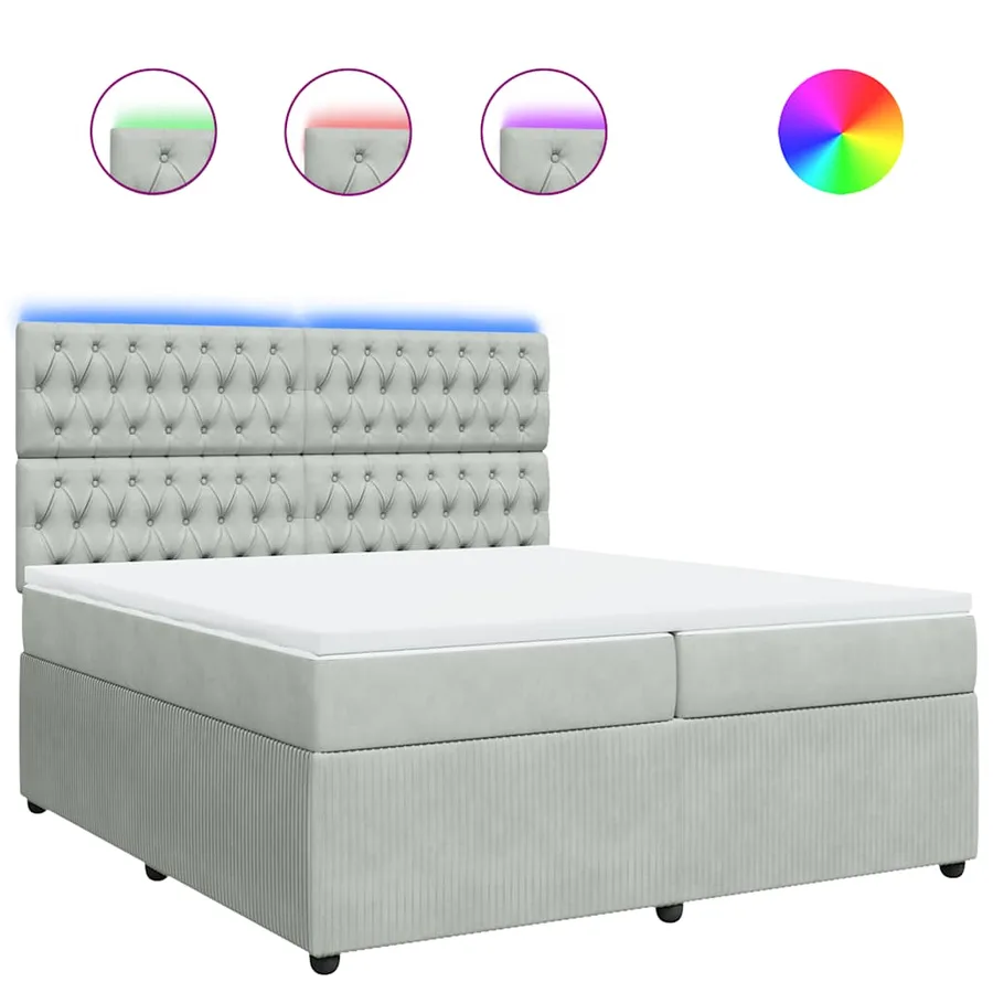Sommier à lattes de lit et matelas Gris clair 200x200cm Velours - 2