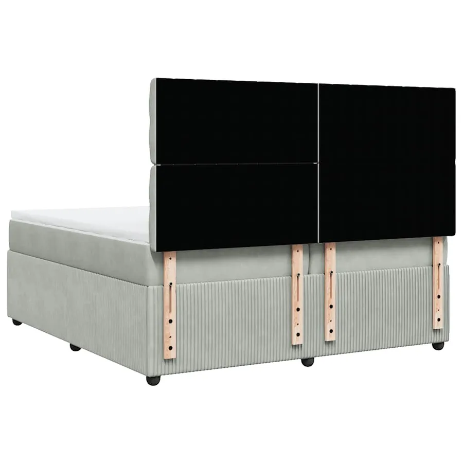 Sommier à lattes de lit et matelas Gris clair 200x200cm Velours - 8