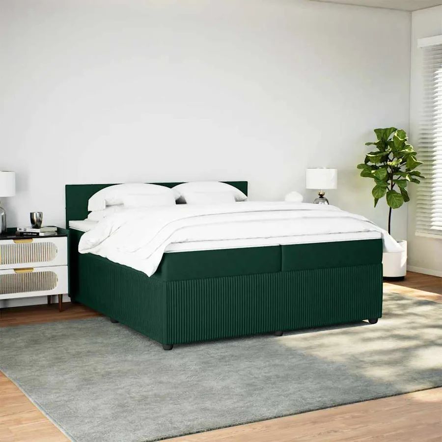 Sommier à lattes de lit et matelas Vert foncé 200x200cm Velours - 3