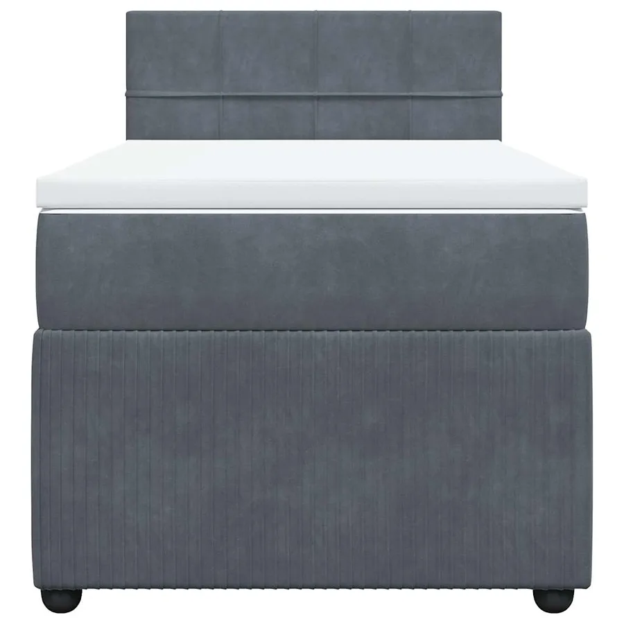 Sommier à lattes de lit et matelas Gris foncé 90x200 cm Velours - 4