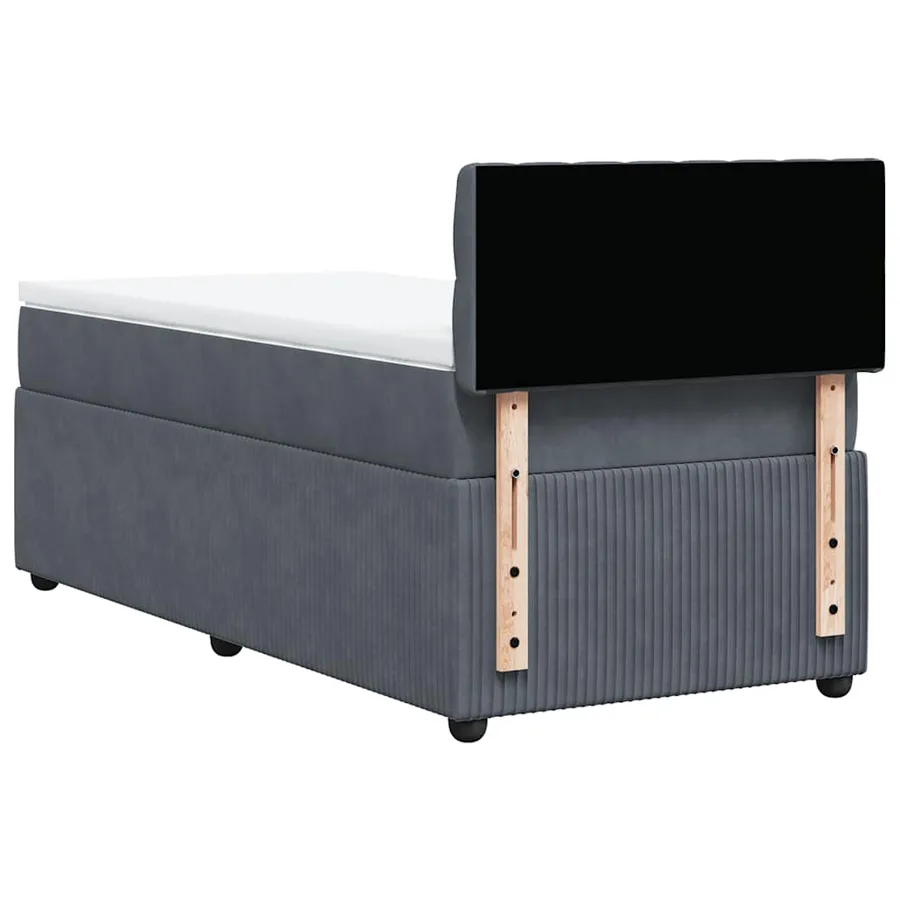 Sommier à lattes de lit et matelas Gris foncé 90x200 cm Velours - 10