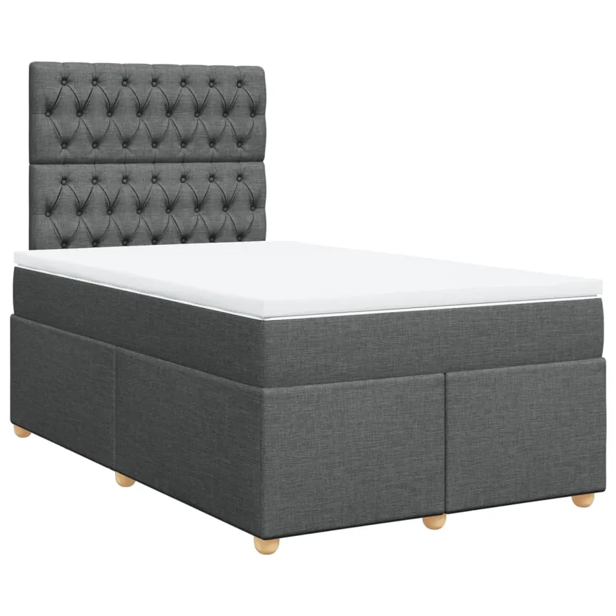 Sommier à lattes de lit avec matelas gris foncé 120x190cm tissu - 3