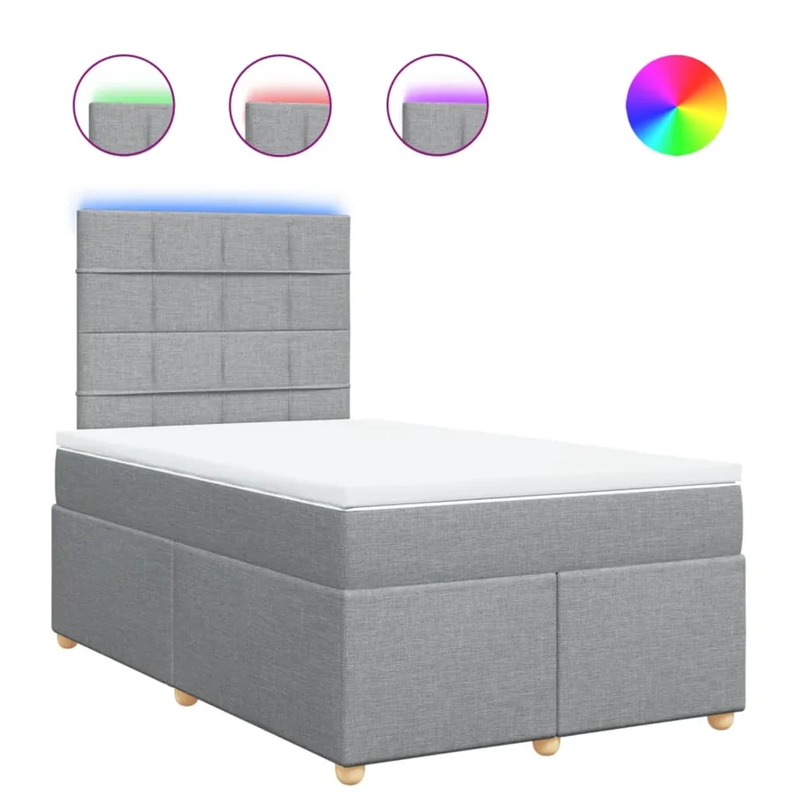 Sommier à lattes de lit et matelas gris clair 120x190 cm tissu - 2