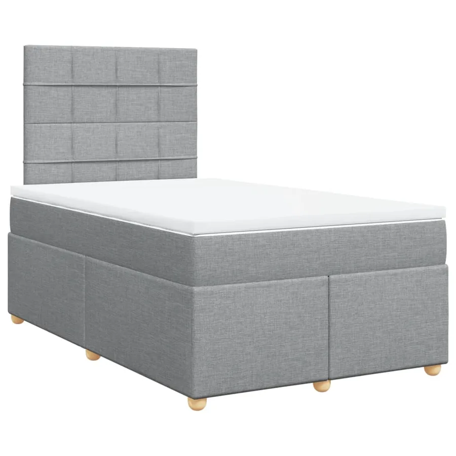 Sommier à lattes de lit et matelas gris clair 120x190 cm tissu - 3