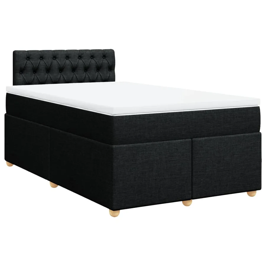 Sommier à lattes de lit avec matelas noir 120x190 cm tissu - 3
