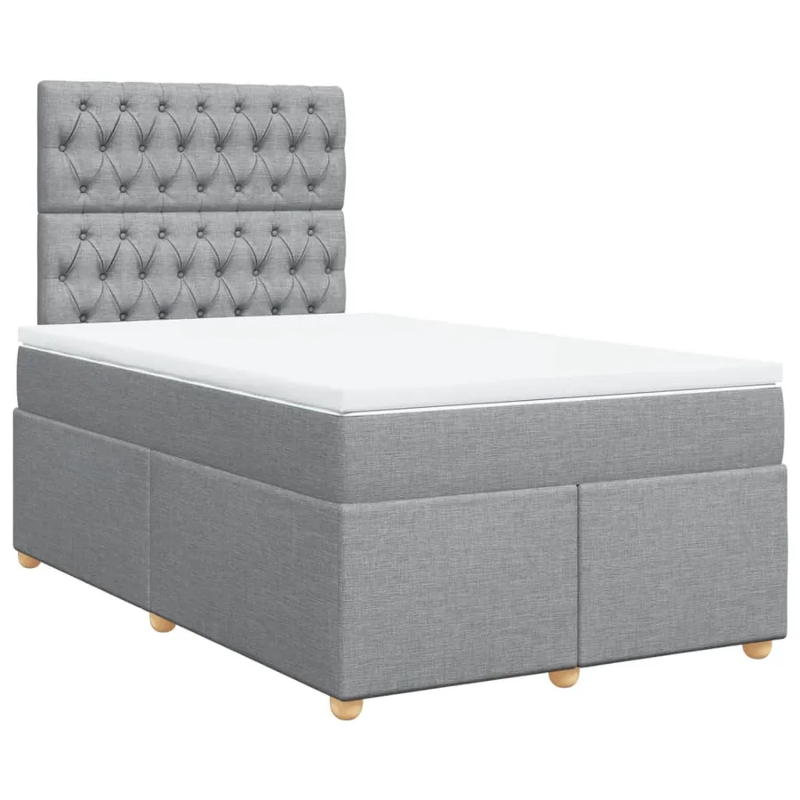 Sommier à lattes de lit et matelas gris clair 120x190 cm tissu - 2