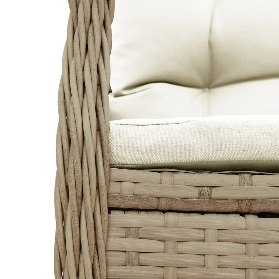Ensemble à manger de jardin et coussins 7 pcs beige poly rotin - 6