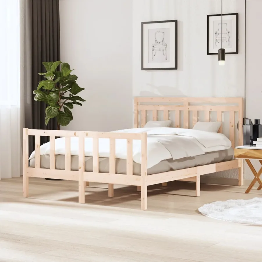 Cadre de lit sans matelas bois massif 140x200 cm