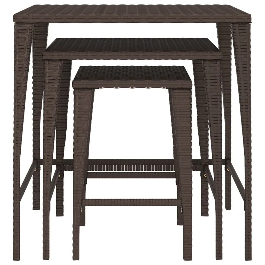 Tables gigognes de jardin 3 pcs marron résine tressée - 3