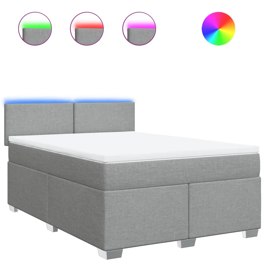 Sommier à lattes de lit avec matelas Gris clair 140x200cm Tissu - 2