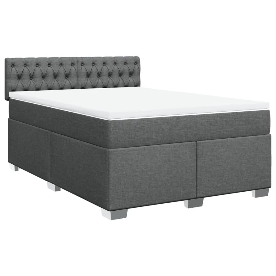 Sommier à lattes de lit avec matelas Gris foncé 140x200cm Tissu - 3