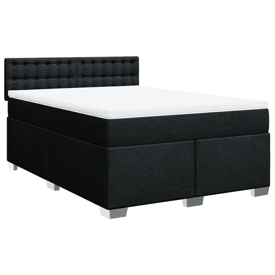 Sommier à lattes de lit avec matelas Noir 140x200 cm Tissu - 3