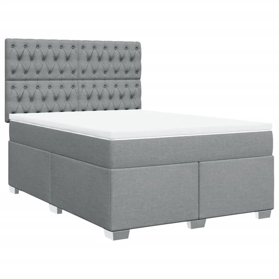 Sommier à lattes de lit avec matelas Gris clair 140x200cm Tissu - 2
