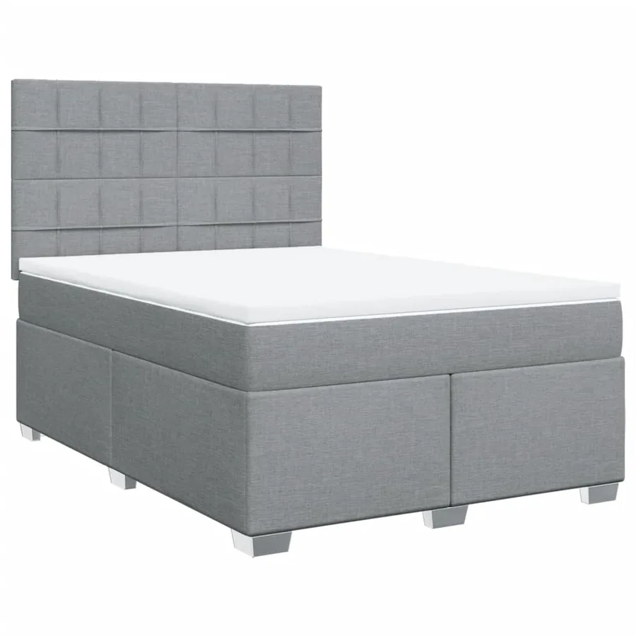 Sommier à lattes de lit avec matelas Gris clair 140x200cm Tissu - 2