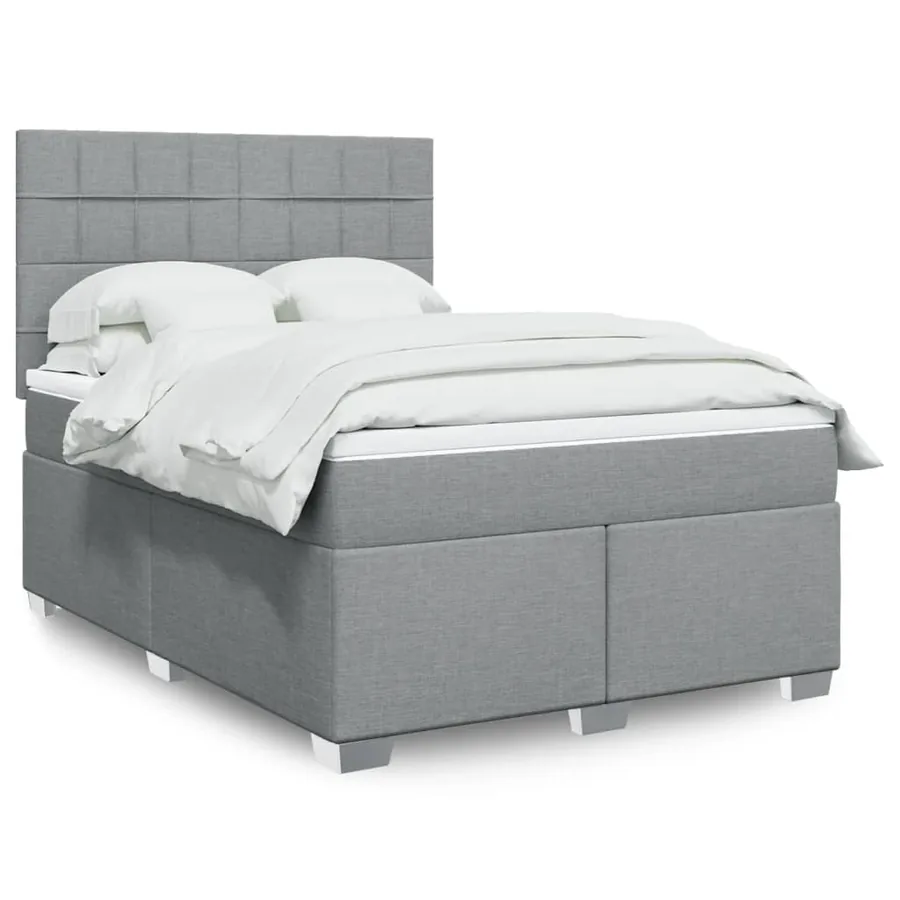 Sommier à lattes de lit avec matelas Gris clair 140x200cm Tissu