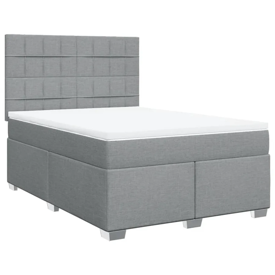 Sommier à lattes de lit avec matelas Gris clair 140x200cm Tissu - 3