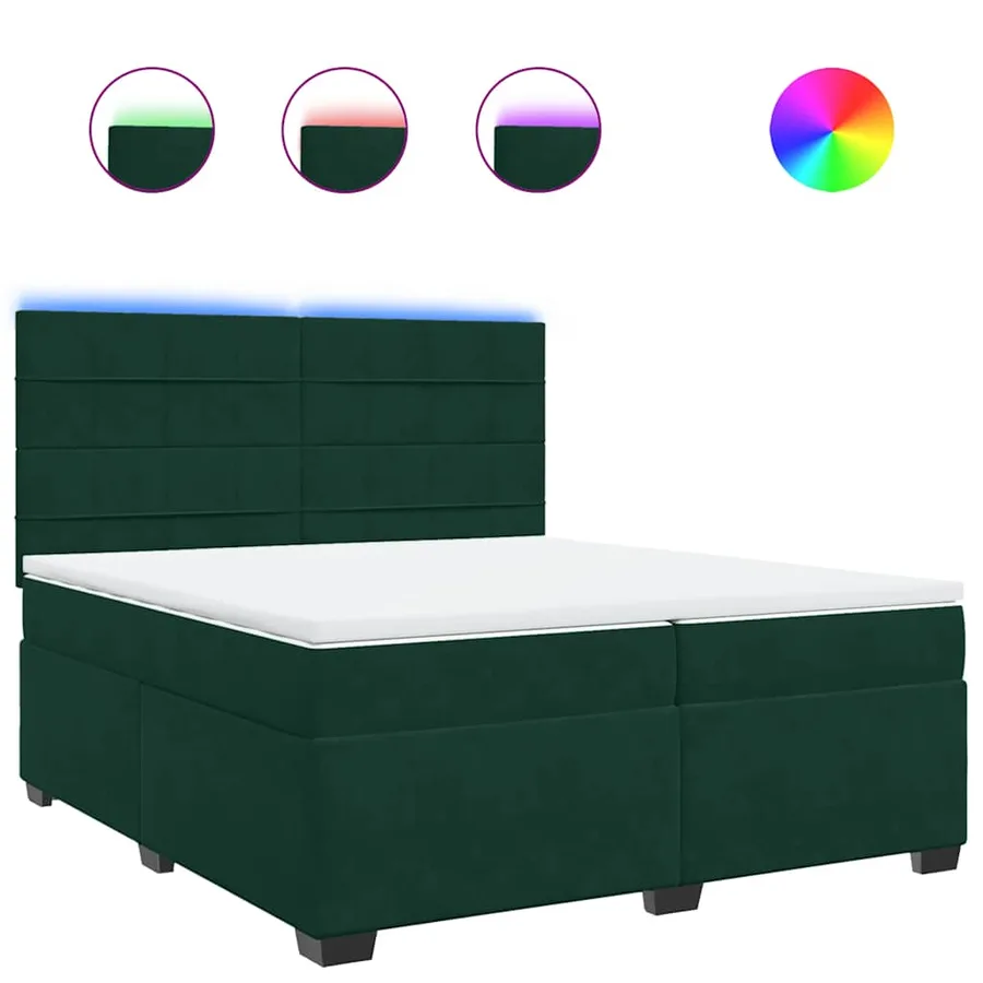 Sommier à lattes de lit et matelas Vert foncé 200x200cm Velours - 2