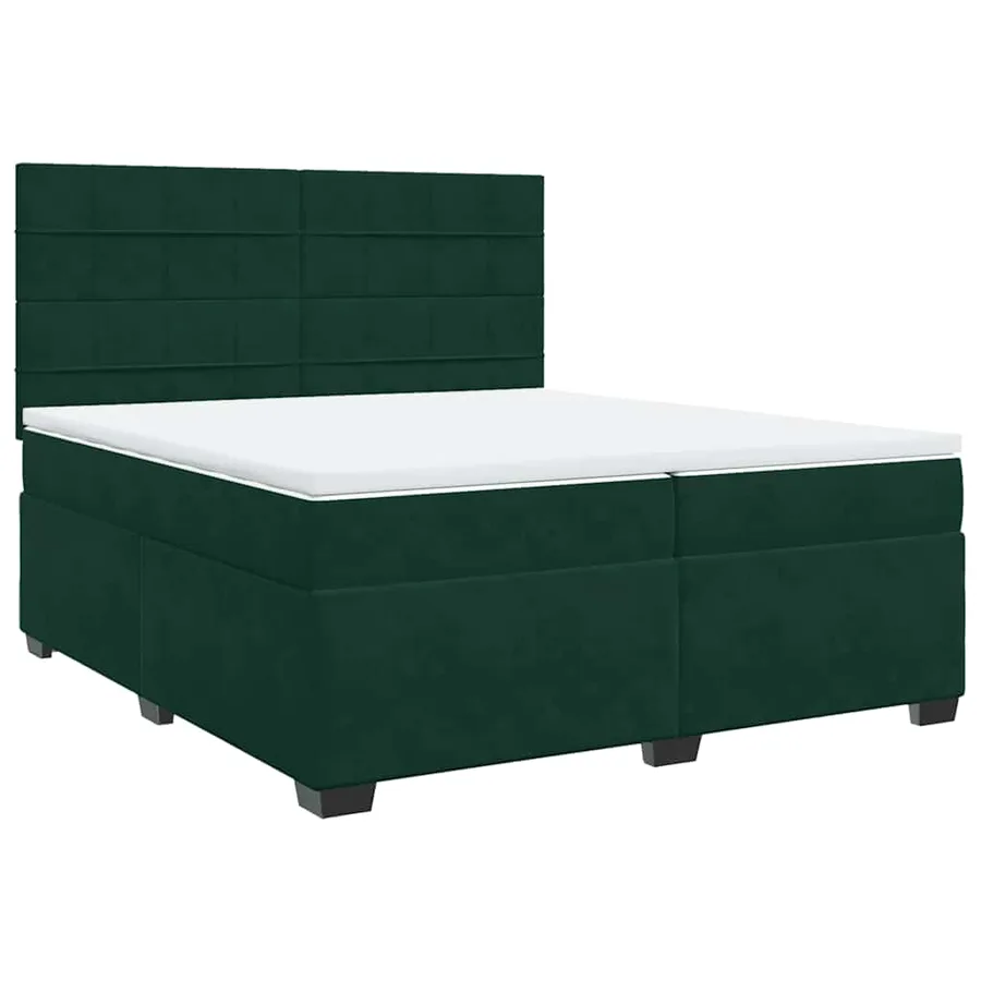 Sommier à lattes de lit et matelas Vert foncé 200x200cm Velours - 3