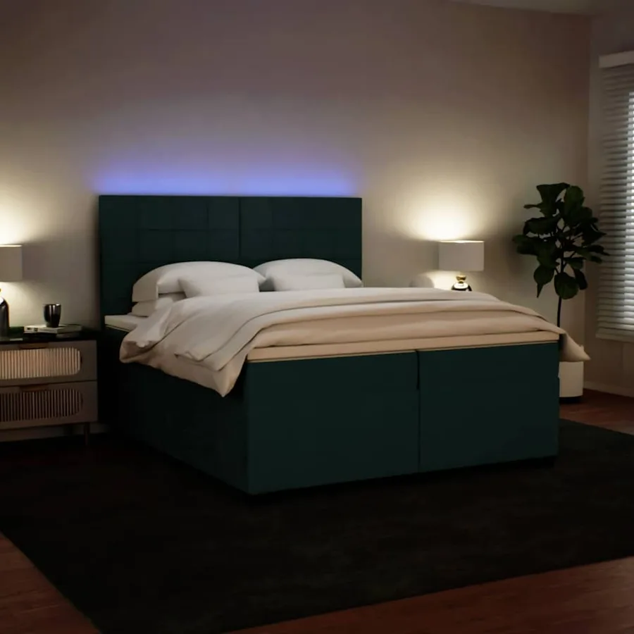 Sommier à lattes de lit et matelas Vert foncé 200x200cm Velours - 4