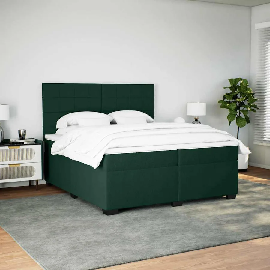 Sommier à lattes de lit et matelas Vert foncé 200x200cm Velours - 5