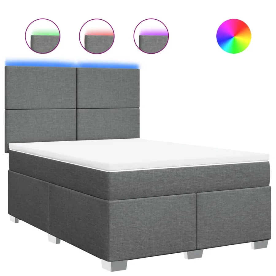 Sommier à lattes de lit avec matelas Gris foncé 140x200cm Tissu - 2