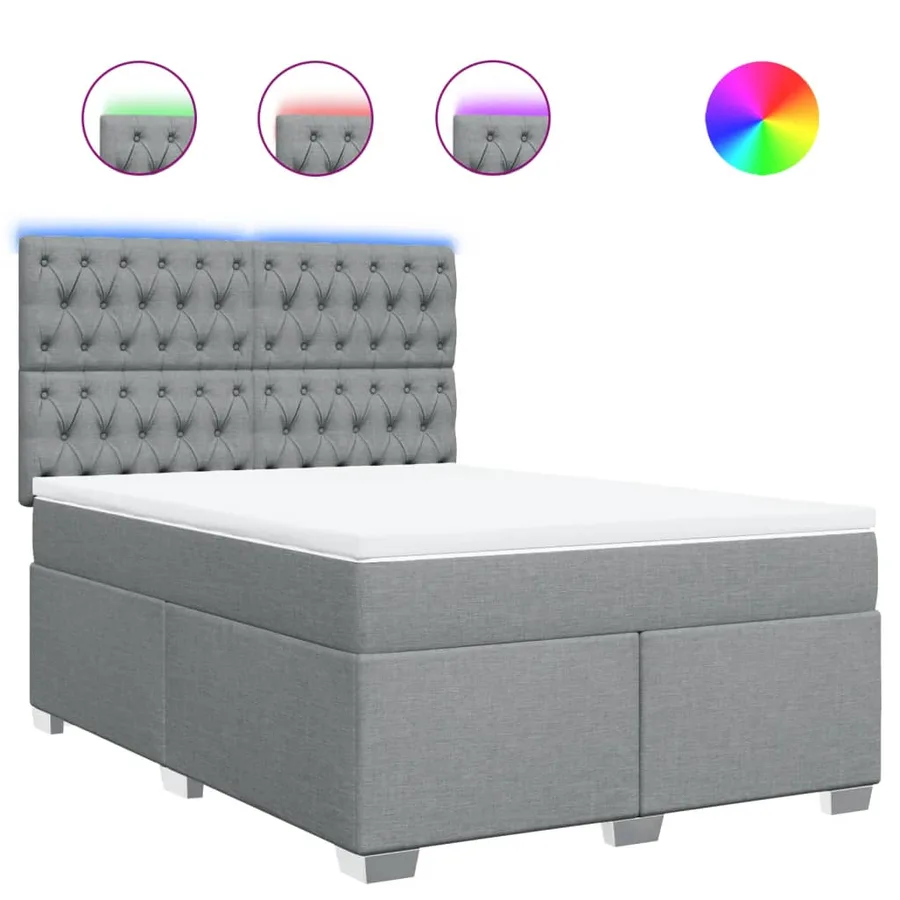 Sommier à lattes de lit avec matelas Gris clair 140x200cm Tissu - 2