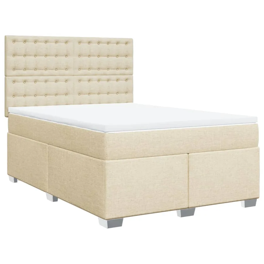 Sommier à lattes de lit avec matelas Crème 140x200 cm Tissu - 3