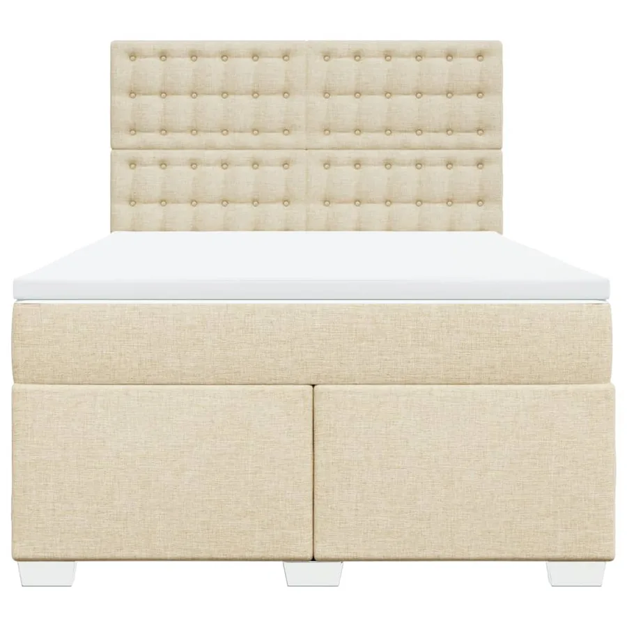 Sommier à lattes de lit avec matelas Crème 140x200 cm Tissu - 6