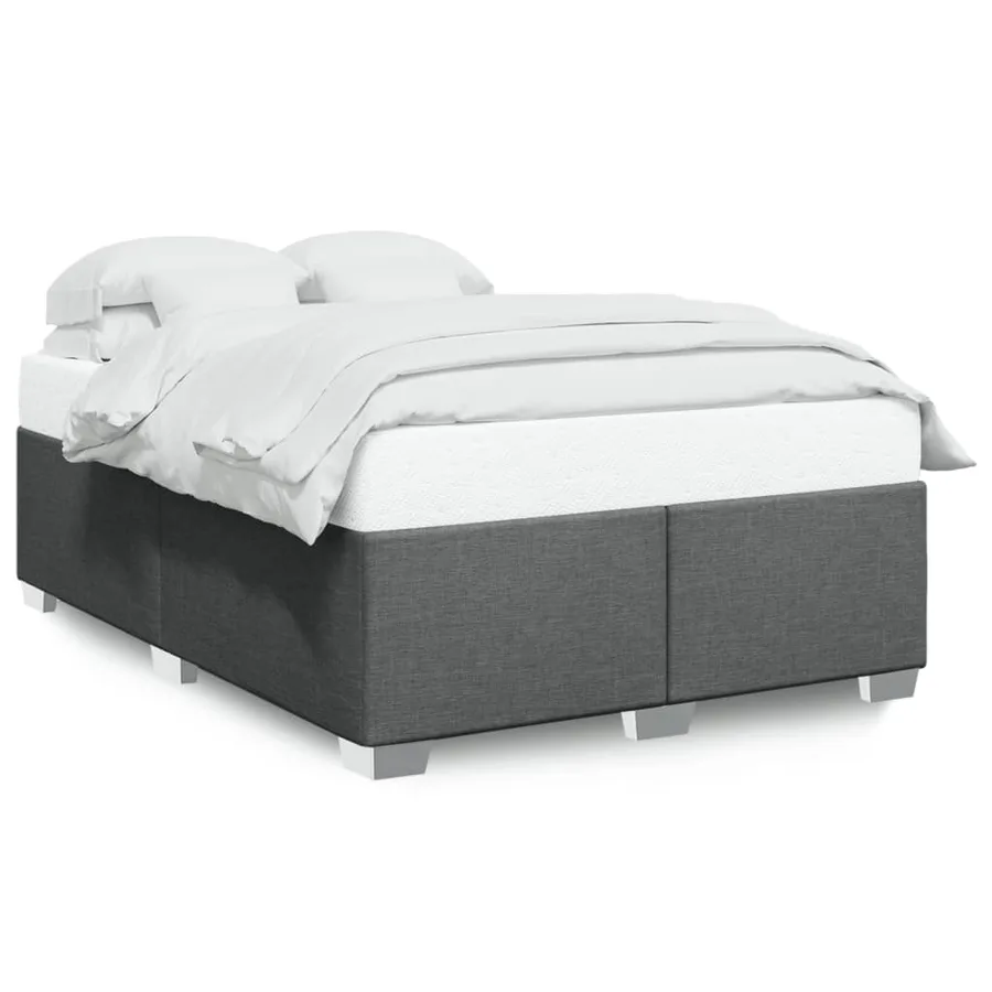 Cadre de lit sans matelas gris foncé 140x200 cm tissu - 2