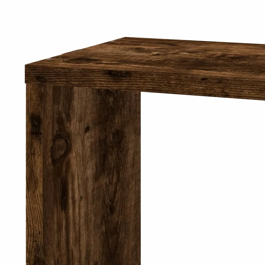 Étagère d'angle murale chêne fumé 45x45x147cm bois d'ingénierie - 7