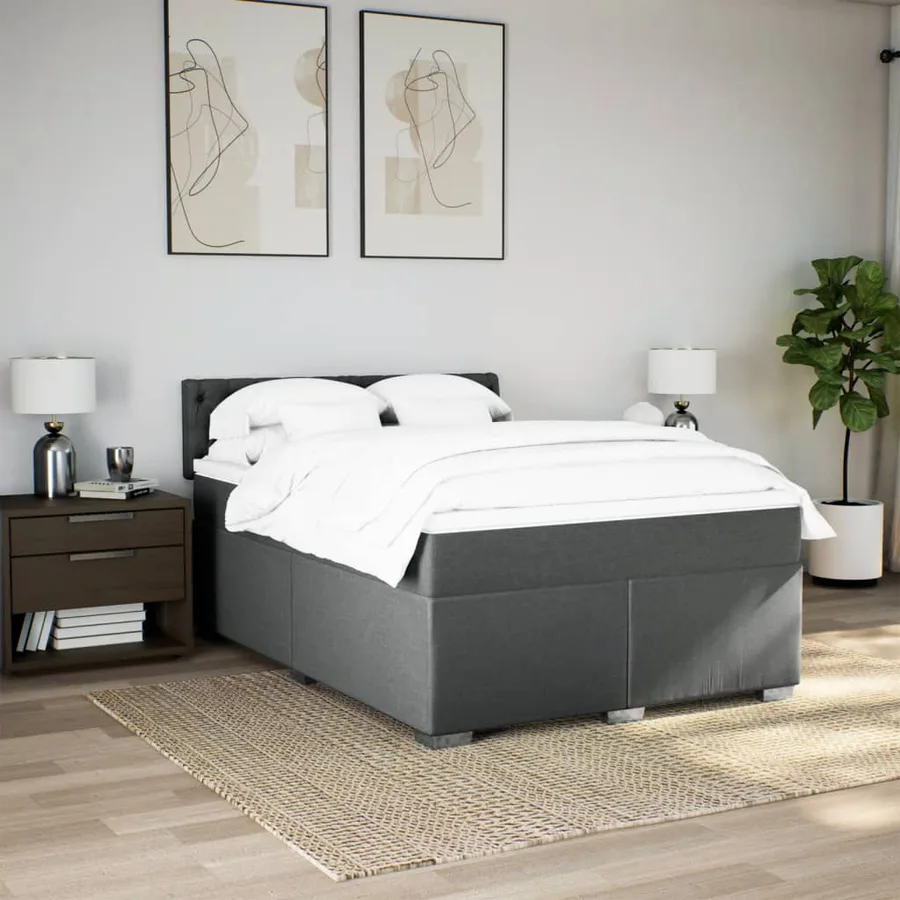 Sommier à lattes de lit avec matelas Gris foncé 140x200cm Tissu - 3