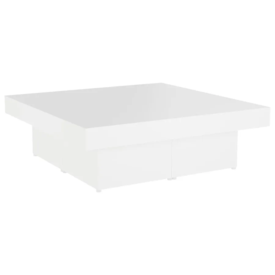 Table basse blanc 90x90x28 cm bois d'ingénierie - 2