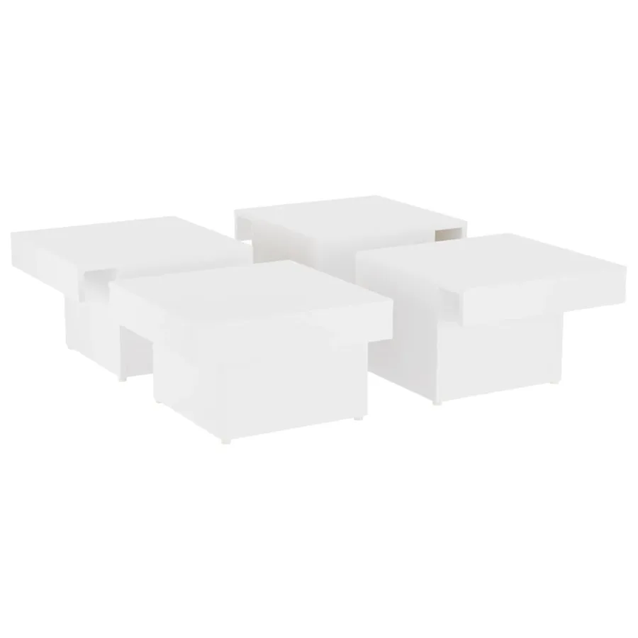 Table basse blanc 90x90x28 cm bois d'ingénierie - 4