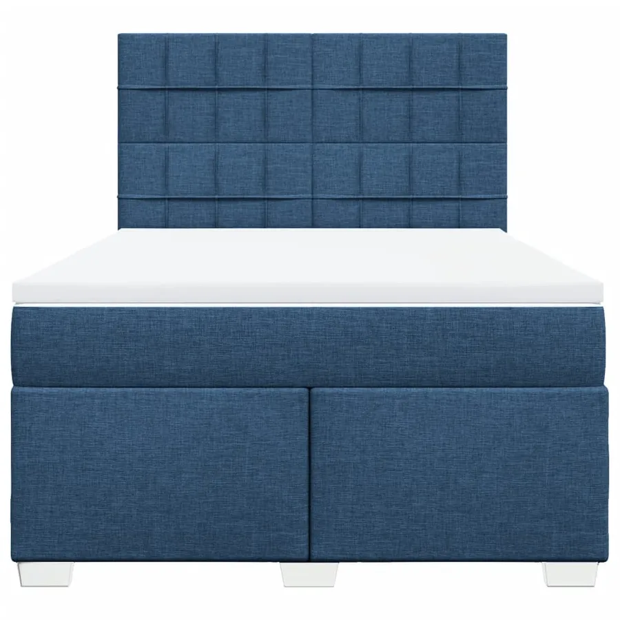 Sommier à lattes de lit avec matelas Bleu 140x190 cm Tissu - 4